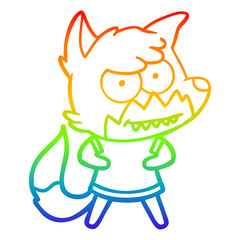 rainbow gradient line drawing cartoon grinning fox