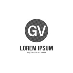 Initial GV logo template with modern frame. Minimalist GV letter logo vector illustration