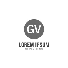 Initial GV logo template with modern frame. Minimalist GV letter logo vector illustration