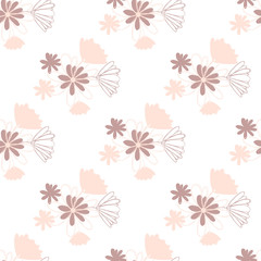 Fototapeta premium Trendy delicate pastel simple flowers, great design for any purposes. Simple modern style. Floral pattern. Elegant decorative background. Floral vector illustration.
