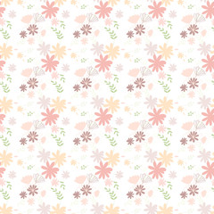 Trendy delicate pastel simple flowers, great design for any purposes. Simple modern style. Floral pattern. Elegant decorative background. Floral vector illustration.