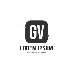 Initial GV logo template with modern frame. Minimalist GV letter logo vector illustration