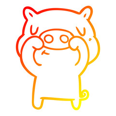 warm gradient line drawing cartoon content pig