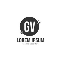 Initial GV logo template with modern frame. Minimalist GV letter logo vector illustration