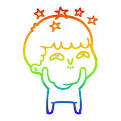 rainbow gradient line drawing cartoon amazed boy