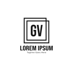Initial GV logo template with modern frame. Minimalist GV letter logo vector illustration