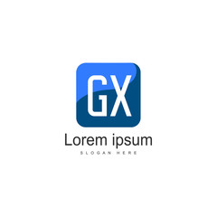 Initial GX logo template with modern frame. Minimalist GX letter logo vector illustration