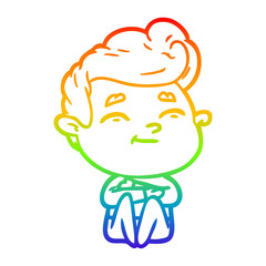 rainbow gradient line drawing happy cartoon man