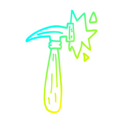 cold gradient line drawing cartoon hammer banging