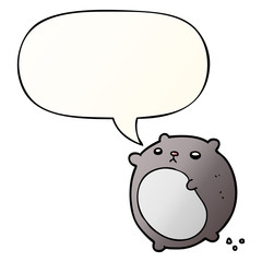 cartoon bear and speech bubble in smooth gradient style