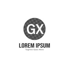 Initial GX logo template with modern frame. Minimalist GX letter logo vector illustration
