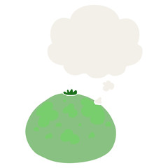 cartoon squash and thought bubble in retro style