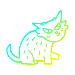 cold gradient line drawing cartoon ginger cat