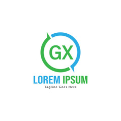Initial GX logo template with modern frame. Minimalist GX letter logo vector illustration