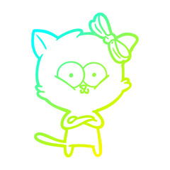 cold gradient line drawing cartoon cat