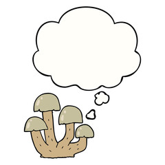 cartoon mushroom and thought bubble