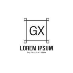 Initial GX logo template with modern frame. Minimalist GX letter logo vector illustration