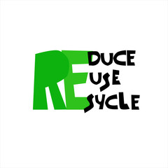 Reduce, Reuse, Recycle logo. Smart consumption concept. Call for eco-friendly living. Design for reusable shopping bag