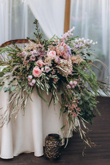 Boho wedding table for a newlywed banquet.