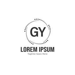 Initial GY logo template with modern frame. Minimalist GY letter logo vector illustration