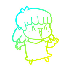 cold gradient line drawing cartoon woman