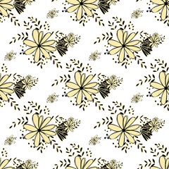 Obraz premium Flower graphic design. Cute seamless vector tile pattern. Retro vintage. line chamomile design.