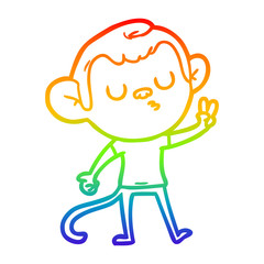 rainbow gradient line drawing cartoon monkey