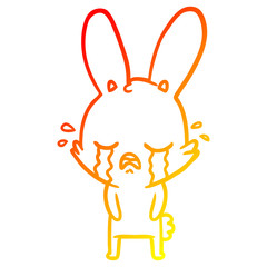 warm gradient line drawing cute cartoon rabbit crying