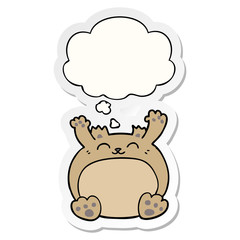 cartoon bear and thought bubble as a printed sticker