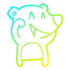 cold gradient line drawing laughing bear cartoon