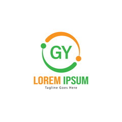 Initial GY logo template with modern frame. Minimalist GY letter logo vector illustration