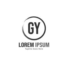Initial GY logo template with modern frame. Minimalist GY letter logo vector illustration