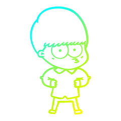 cold gradient line drawing curious cartoon boy