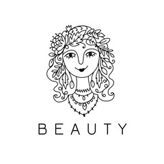 Beauty salon, spa logo. Female face
