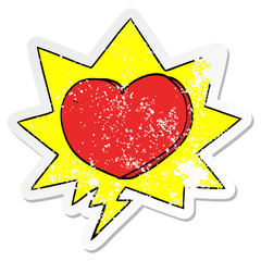 cartoon heart and speech bubble distressed sticker