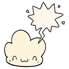 cartoon cloud and speech bubble in comic book style