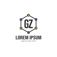 Initial GZ logo template with modern frame. Minimalist GZ letter logo vector illustration