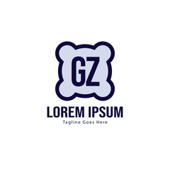Initial GZ logo template with modern frame. Minimalist GZ letter logo vector illustration