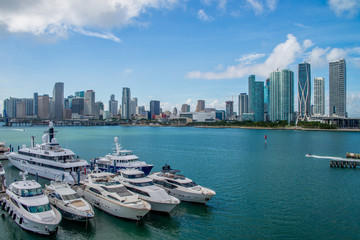 Aerial view of Bay in Miami Florida, USA