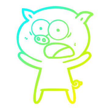 recommend clip art: cold gradient line drawing cartoon pig shouting