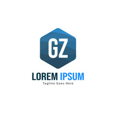 Initial GZ logo template with modern frame. Minimalist GZ letter logo vector illustration