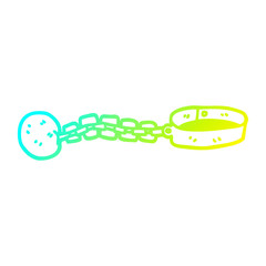 cold gradient line drawing cartoon ball and chain