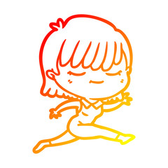 warm gradient line drawing cartoon woman