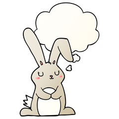 cartoon rabbit and thought bubble in smooth gradient style