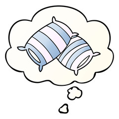 cartoon pillows and thought bubble in smooth gradient style
