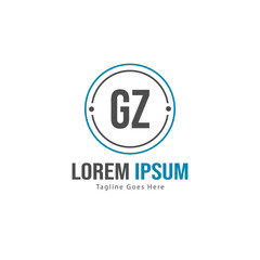 Obraz premium Initial GZ logo template with modern frame. Minimalist GZ letter logo vector illustration