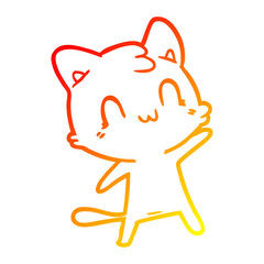 warm gradient line drawing cartoon happy cat