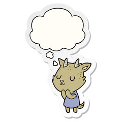 cartoon goat and thought bubble as a printed sticker