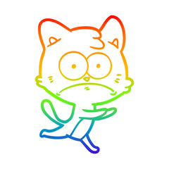 Obraz premium rainbow gradient line drawing cartoon nervous cat
