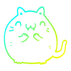cold gradient line drawing happy cartoon cat